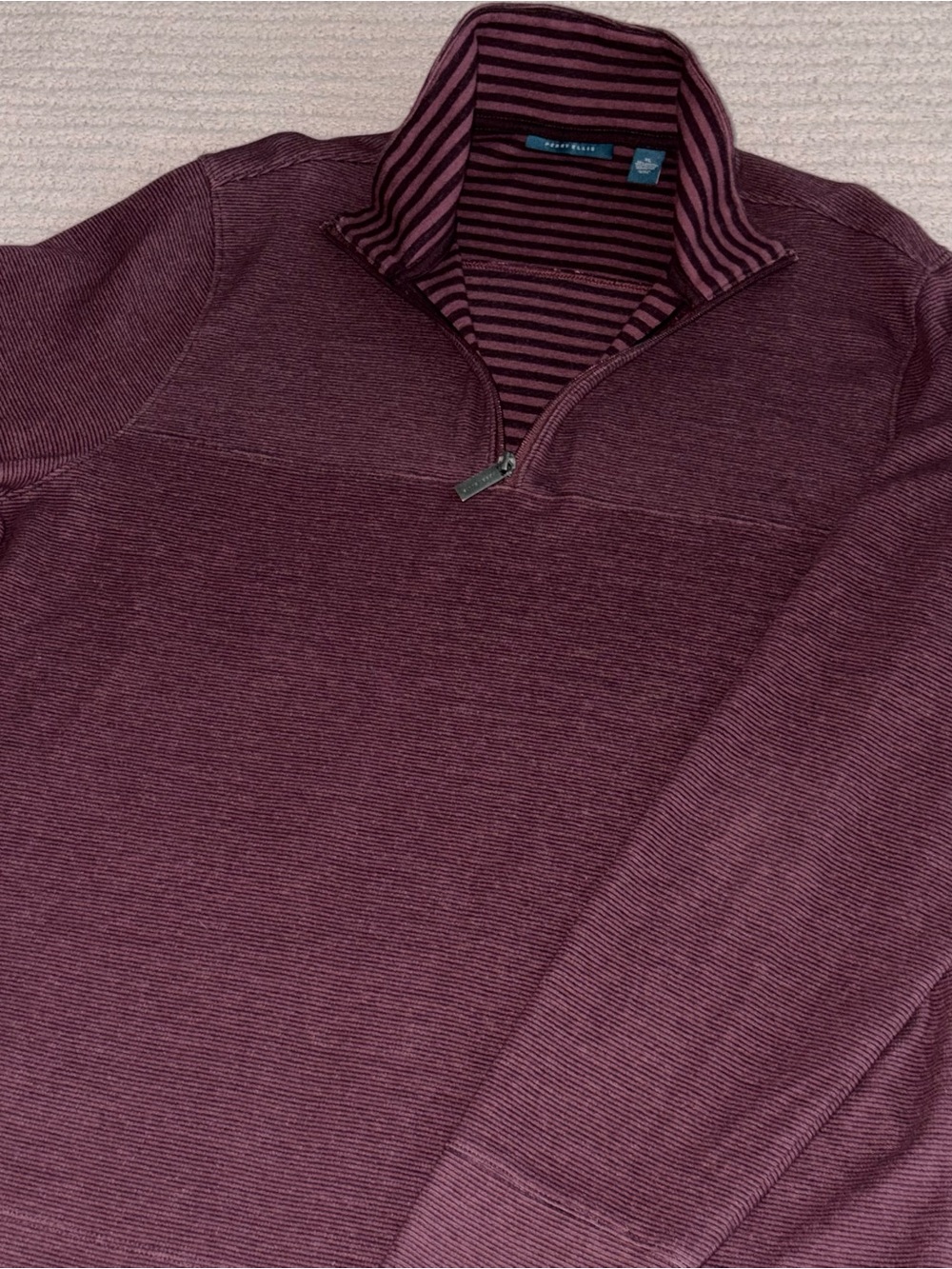 Perry Ellis Men’s Knit 1/4 Zip Pullover Mock Long Sleeve Sweater, XL, Color Plum